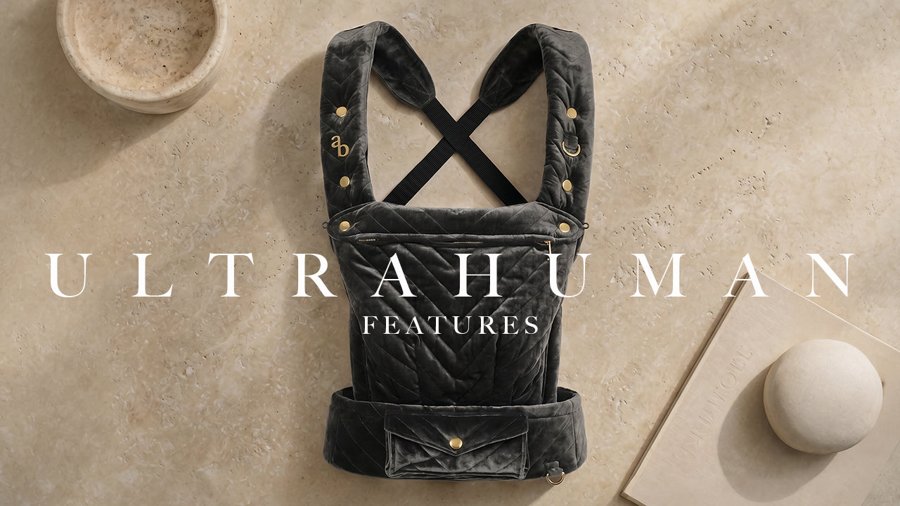 Load video: ariblake® Ultrahuman baby &amp; toddler carriers are crafted from the world's finest fabrics, made with premium hardware, refined features, and hand-crafted by skilled artisans in small intentional batches.